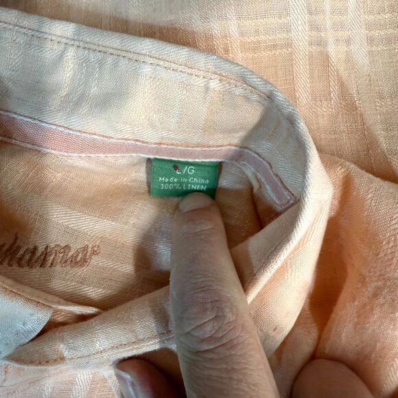 Tommy Bahama 100% Linen Light Pink Button Down Polo Mens Size L - Picture 5 of 7